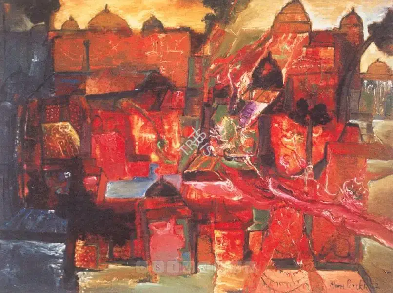 Manu Parekh (Artist), Benaras Landscape, 2002, Painting