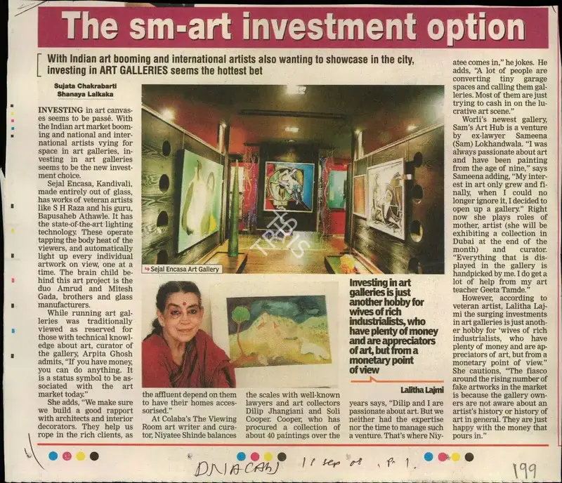 Sujata Chakrabarti (Reporter), The Sm-Art Investment Option, 2008, Newspaper Clipping