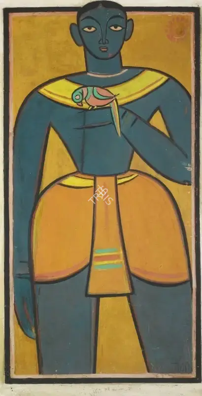 Roy, Jamini (Artist). Untitled (Krishna with Parrot), n.d. | Painting, So.Lon/07.10.14, 2014 · Sotheby's