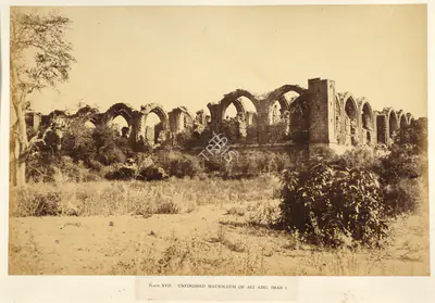 Colonel Thomas Biggs (Photographer), Unfinished Mausoleum of Ali Adil Shah I, Bijapur, 1855, Antiquarian Photograph