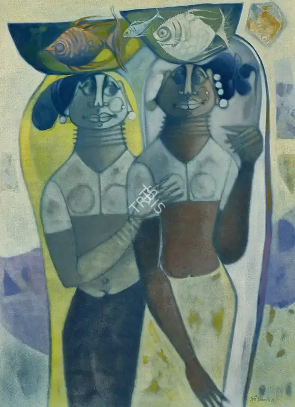 Ali, J. Sultan (Artist). Fisher Women, 1974 | Painting, AG.Onl/24.06.22, 2022 · Asta Guru