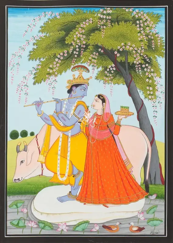 Rajeev&nbsp;Kumar (Artist), Untitled (Krishna and Radha with paan), Painting