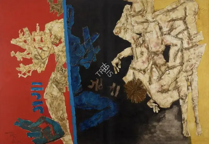 Husain, M.F. (Artist). Battle of Ganga and Jamuna: Mahabharata 12. Oil on canvas, 1972 | Painting  | 00866369