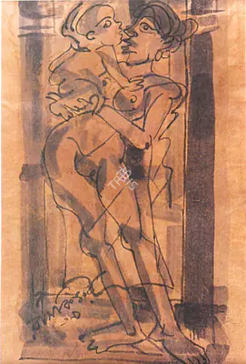 Ramkinkar Baij (Artist), Mother and Child, 1935, Painting
