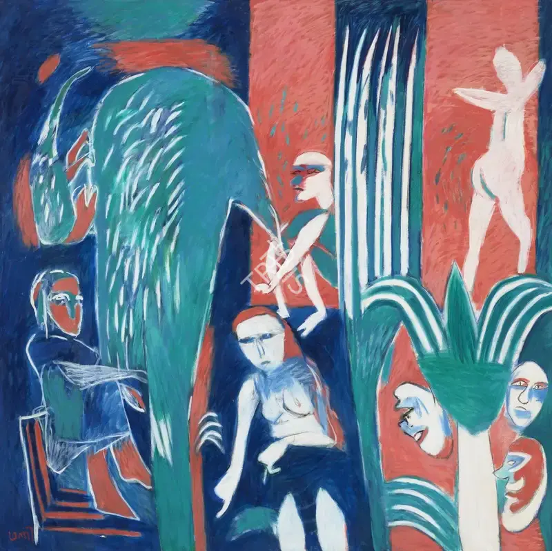 Subramanyan, K.G. (Artist). The Blue Pool, 1993-1995 | Painting, Ch.NeY/23.03.22, 2022 · Christie's