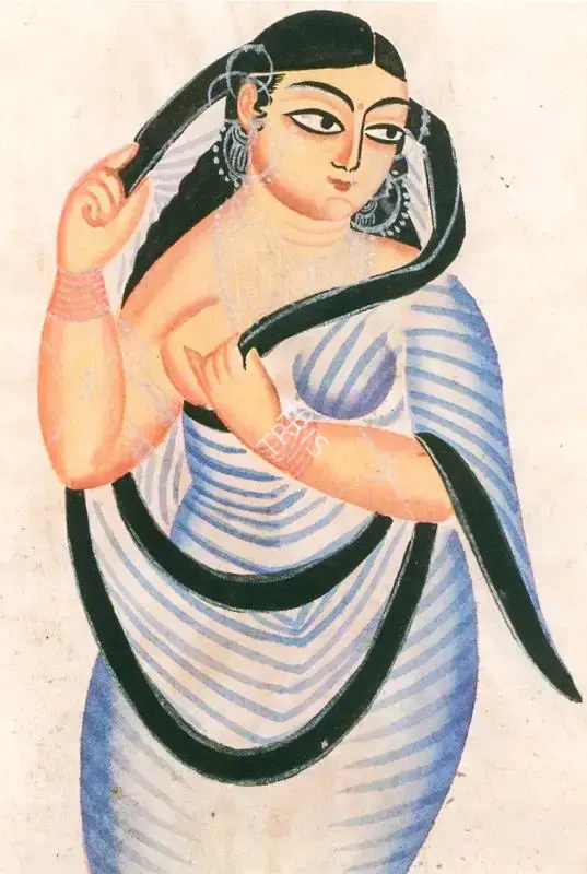 Kalighat School (Artist), Woman Grooming her Hair, 1910, Painting