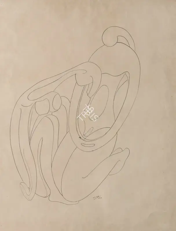 S.K. Bakre (Artist), Untitled, 1957, Drawing