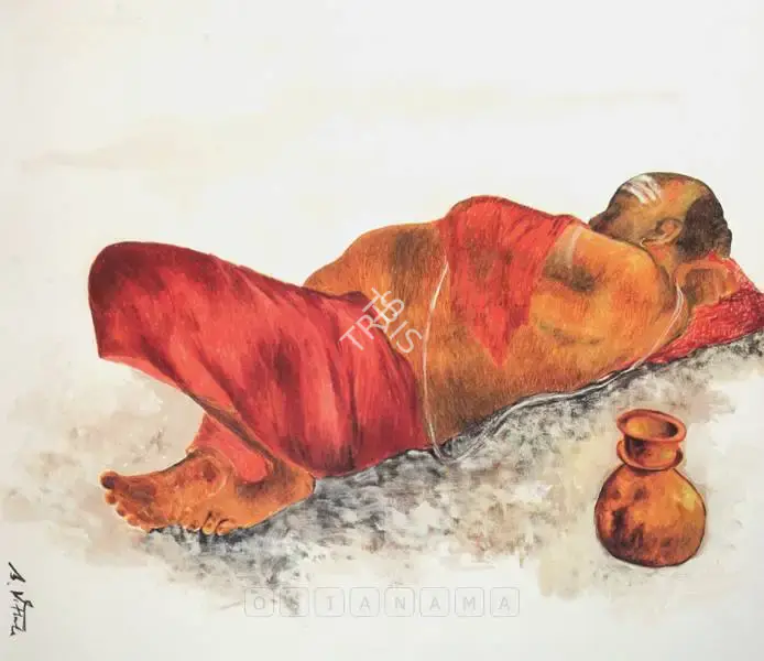 B. Vithal (Artist), Reclining Brahmin, Painting