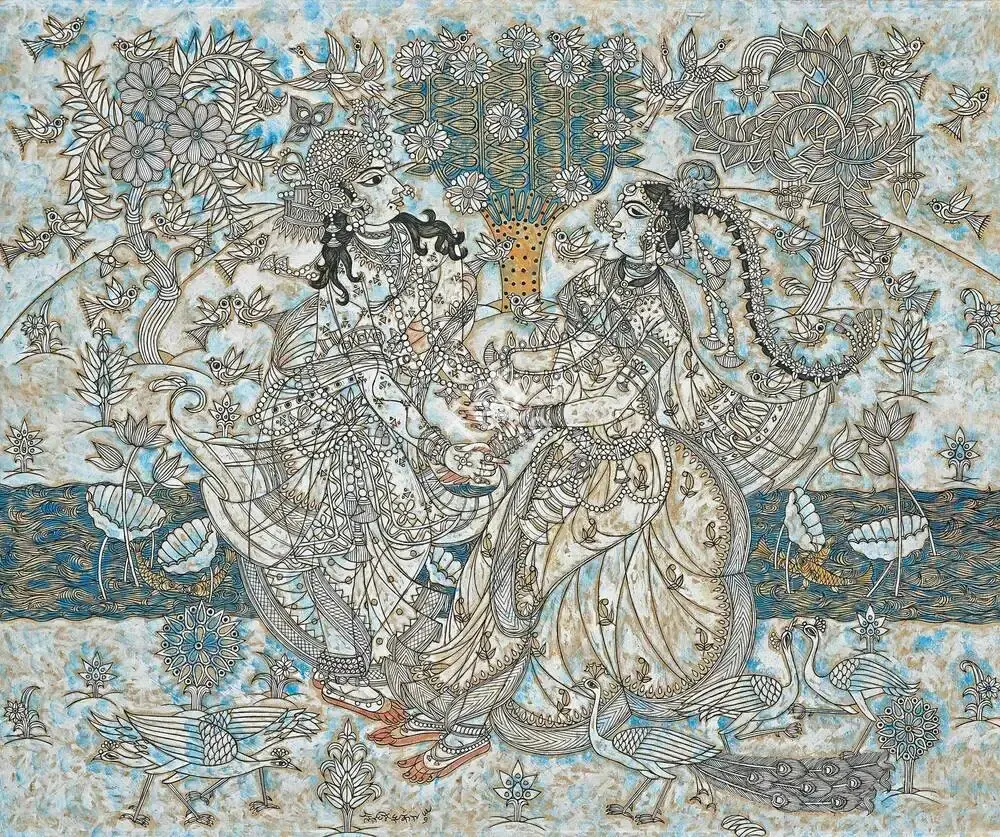A.A. Almelkar (Artist), Divine Love, 1976, Painting