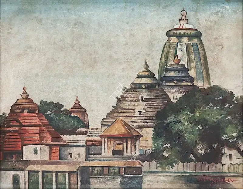 Hemendranath Mazumdar (Artist), Puri Jagannath Temple, 1936, Painting