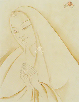 Bengal School (Artist), Meera Bai, 1941, Drawing