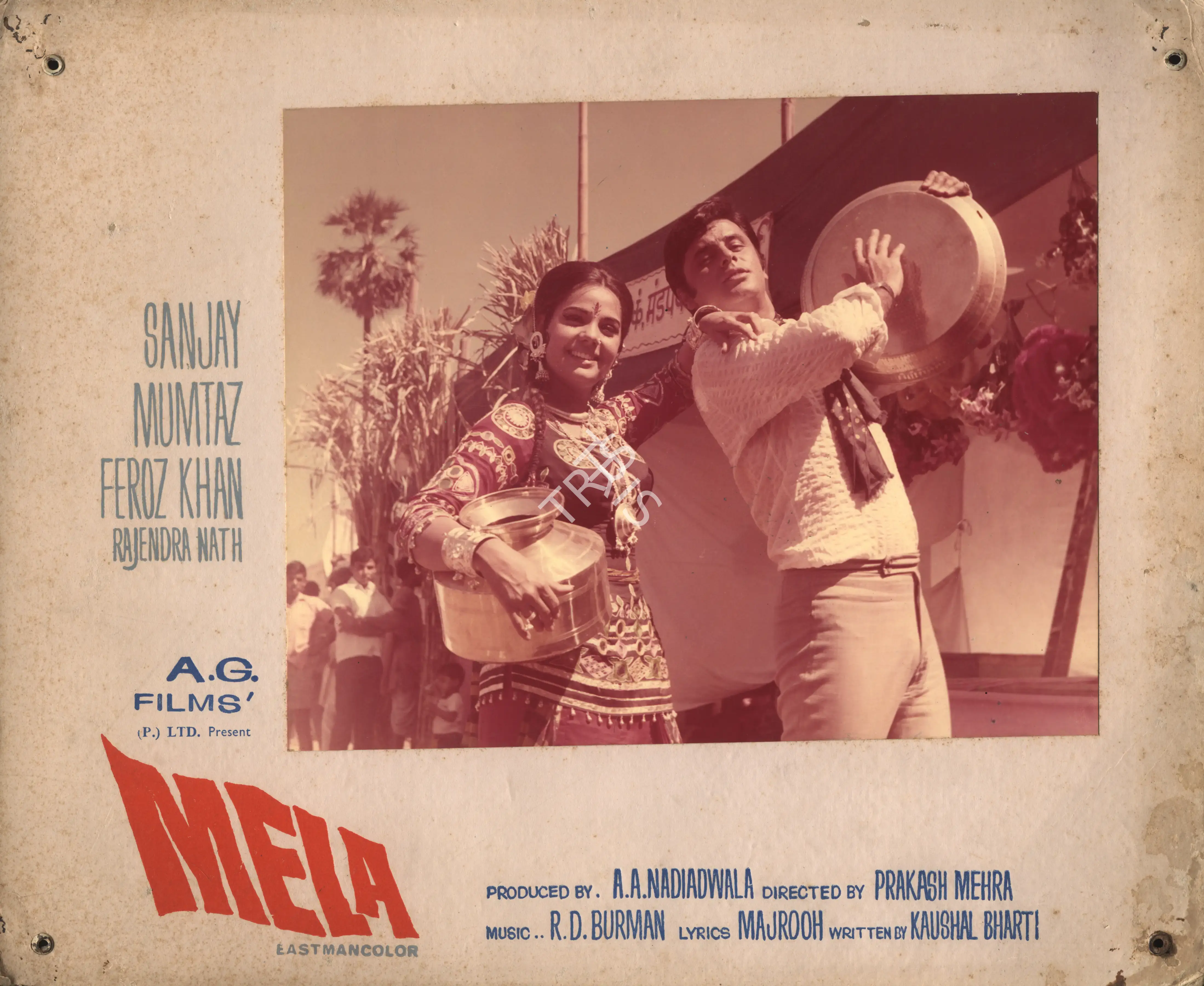 A.A. Nadiadwala (Producer), Mela, 1971, Photographic Still Mounted on Lobby Card