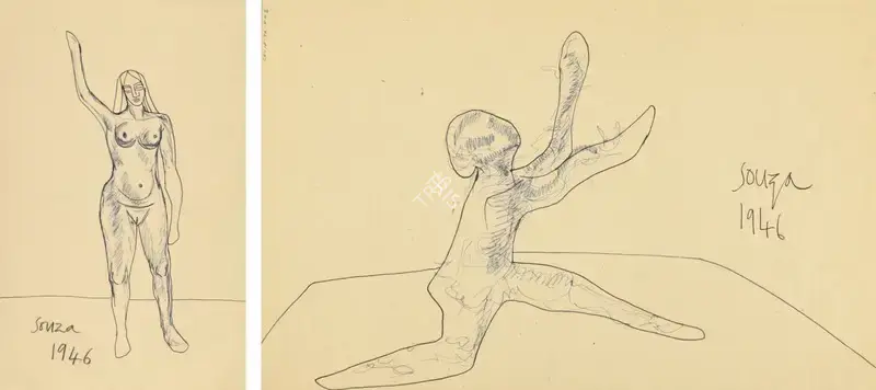 F.N. Souza (Artist), Untitled, 1946, Drawing