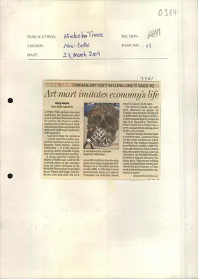 Gargi Gupta (Reporter), Art Mart Imitates Economy's Life, 2010, Newspaper Clipping