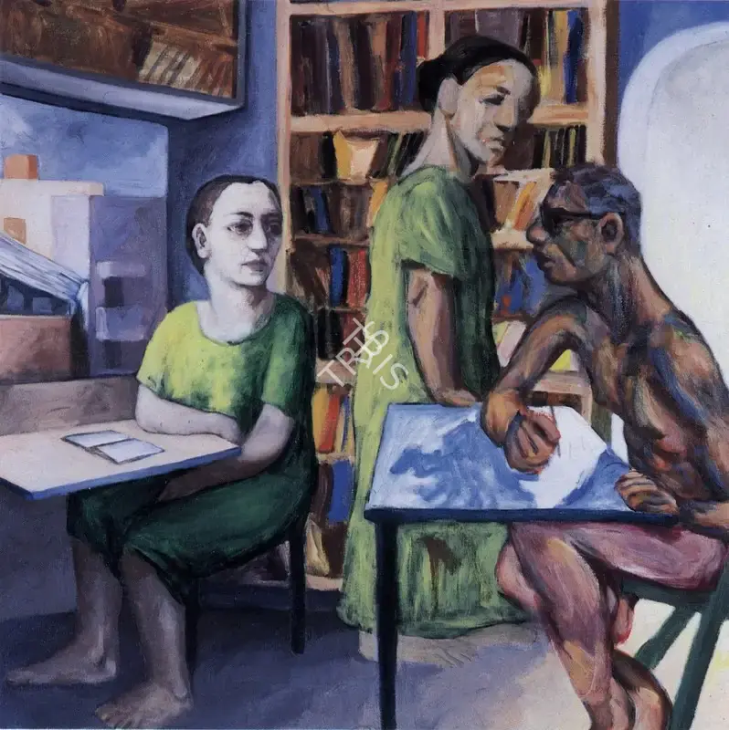 Patwardhan, Sudhir (Artist). Artist and his Model, 1991 | Painting, So.NeY/12.06.95, 1991