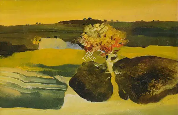 Bimal Dasgupta (Artist), Landscape, 1987, Painting