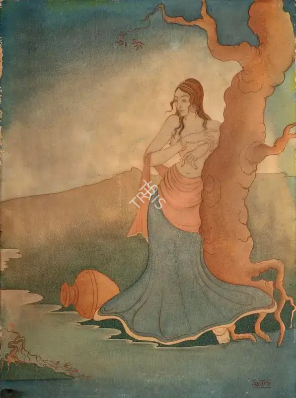 Majumdar, Kshitindranath (Artist). Nayika, c. late 1950s | Painting, De.Onl/09.12.23, 2023 · DeRivaz & Ives