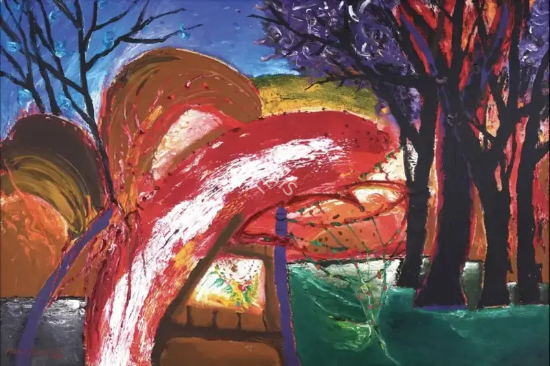 Manu Parekh (Artist), Flowers in Landscape II, 2004, Painting