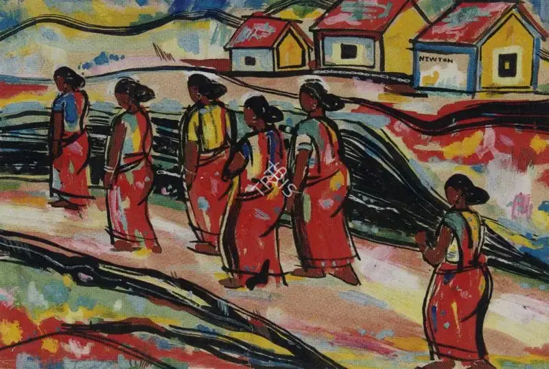 F.N. Souza (Artist), Untitled (Village Scene), 1948, Painting