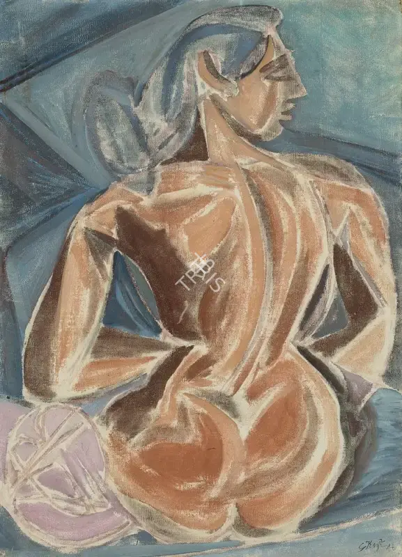 Keyt, George (Artist). Untitled (Seated Nude), 1946 | Painting, Ch.NeY/22.03.23, 2023 · Christie's