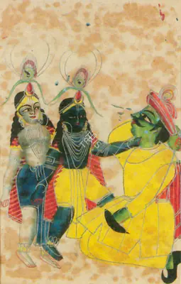 Kalighat School (Artist), Krishna Killing Kansa, 1890, Painting