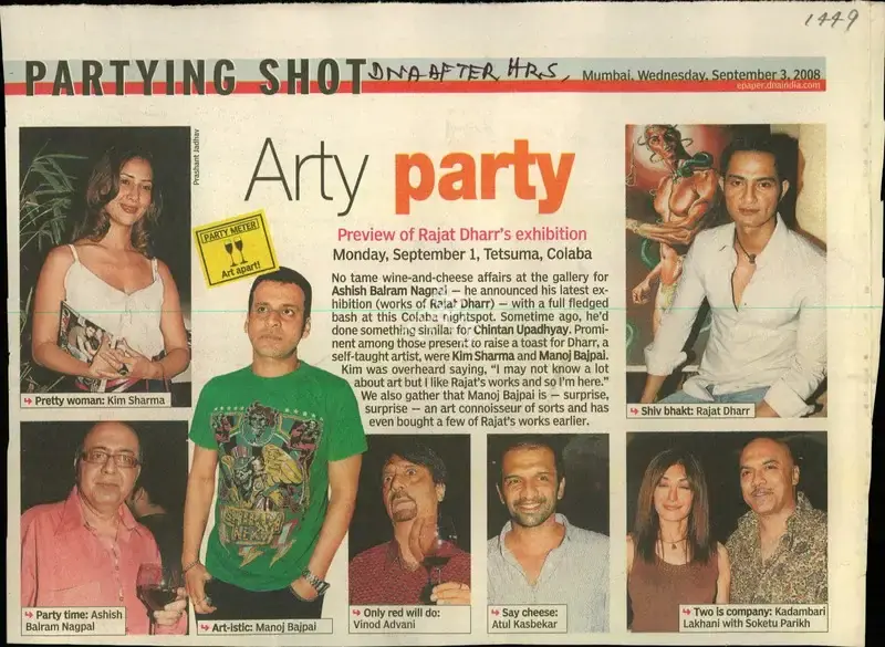 Prashant Jhadav (Reporter), Arty Party, 2008, Newspaper Clipping