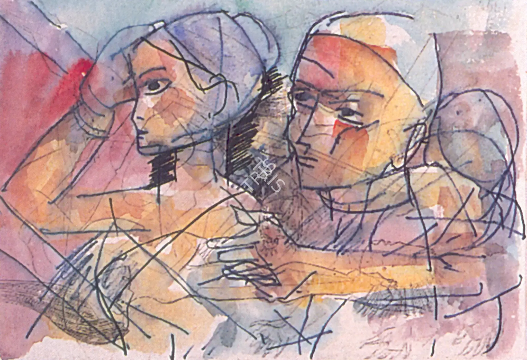 Hore, Somnath (Artist). Two Sisters, 1996 | Painting, Bon.Lon/16.06.99, 1996