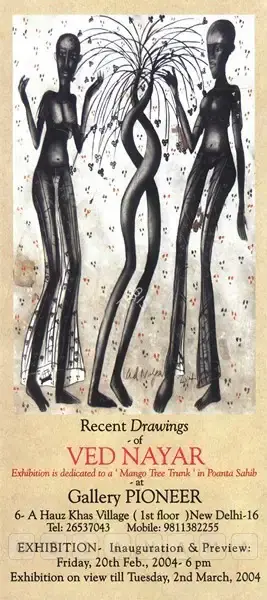 Ved Nayar (Artist), Recent Drawings of Ved Nayar, 2004, Solo Exhibition Invitation