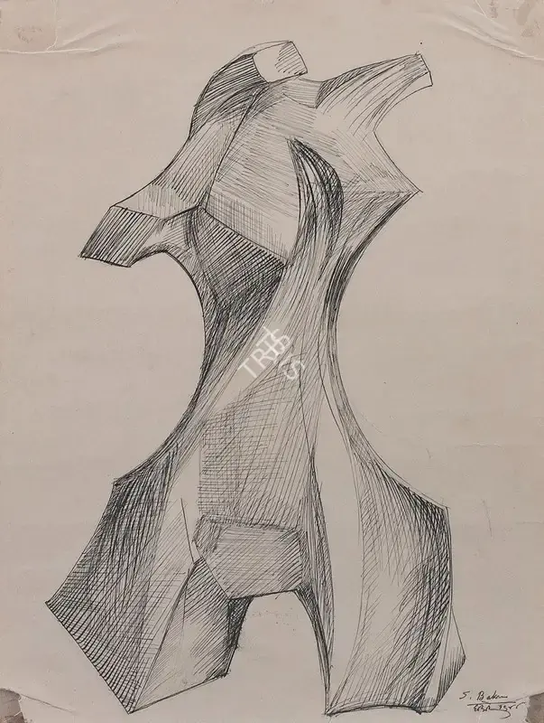 S.K. Bakre (Artist), Untitled, 1946, Drawing