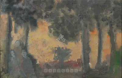 Rabindranath Tagore (Artist), Landscape, 1938, Painting