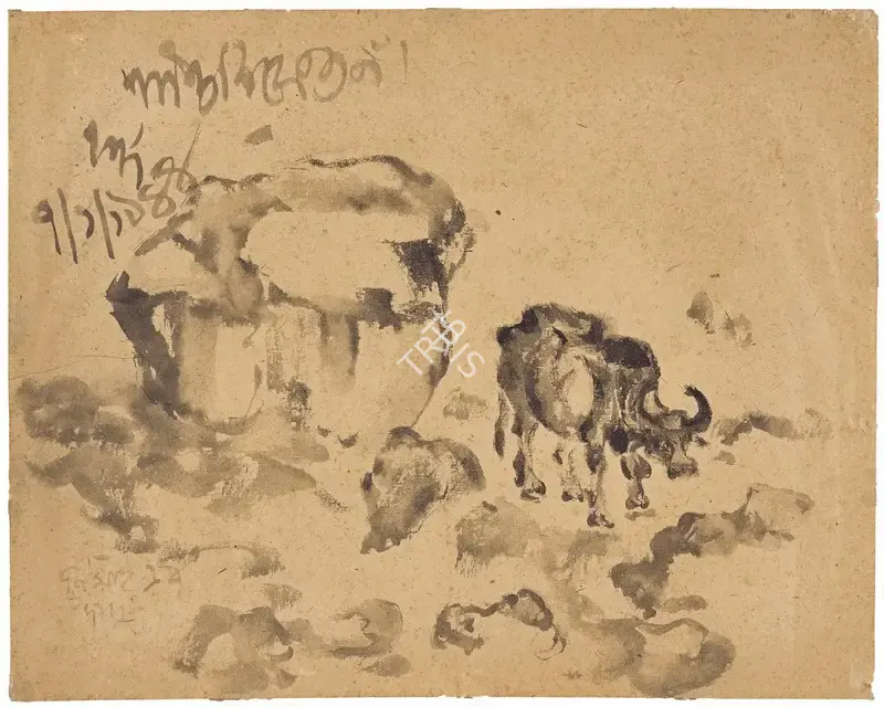 Nandalal&nbsp;Bose (Artist), Untitled, 1944, Drawing
