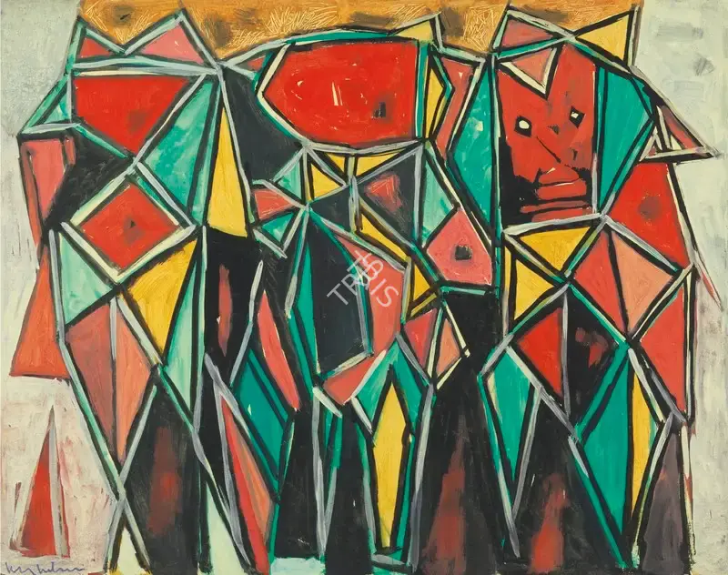 K.S. Kulkarni (Artist), Untitled (Abstract Women), 1975, Painting