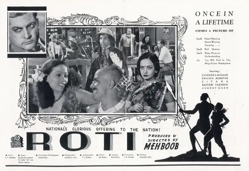 Mehboob (Producer), Roti, 1942, Advertisement