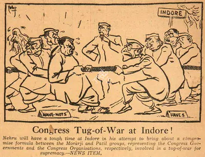 Basu Chatterjee (Cartoonist), Congress Tug-of-War at Indore !, 1952, Cartoons