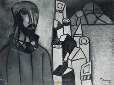 Akbar Padamsee (Artist), Man and City, 1953, Painting
