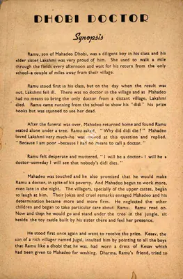 Phani Majumdar (Director), Dhobi Doctor, 1954, Song-Synopsis Booklet