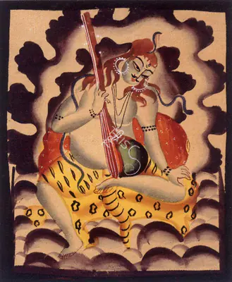 Kalighat School (Artist), Shiva seated on a Tiger Skin, 1890, Painting