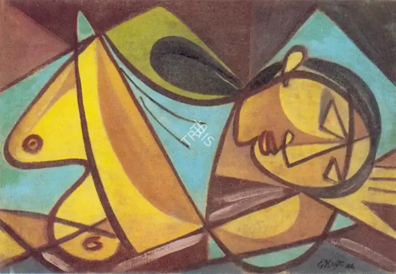 George Keyt (Artist), Recumbent Woman I, 1946, Painting