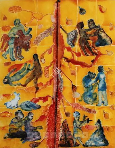 Nalini Malani (Artist), Living In Alicetime, 2005, Painting