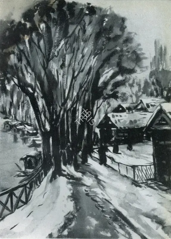 Kanwal Krishna (Artist), Chinar Trees over the Band, Painting