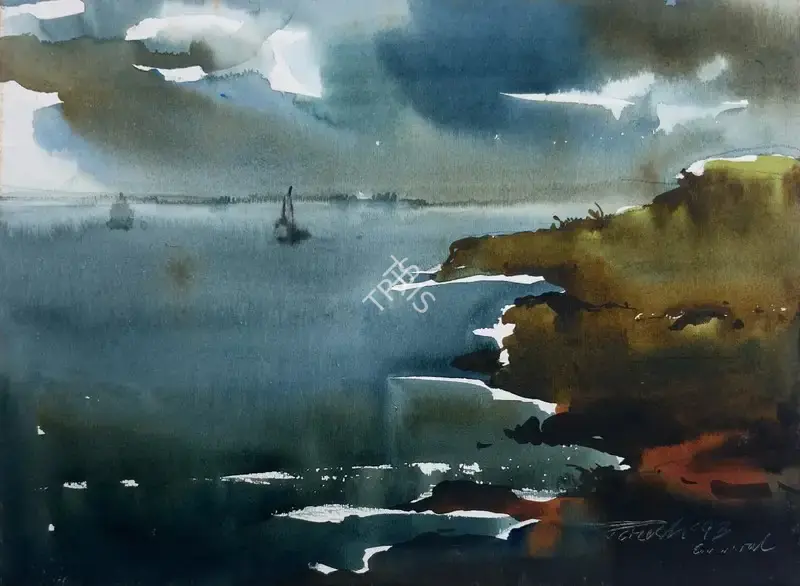 Paresh Maity (Artist), Untitled (Cornwall Seascape), 1993, Painting
