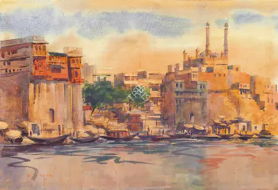 S.H. Raza (Artist), Untitled (Benares), 1943, Painting