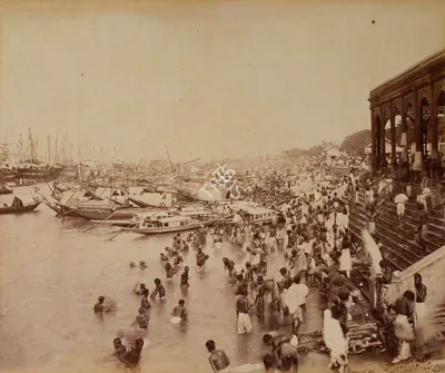 Shew Shankar Narayan (Photographer), A Bathing Ghaut on the Bank of the Hoogly, 1883, Antiquarian Photograph