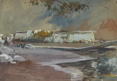 N.S. Bendre (Artist), Untitled (Landscape), 1945, Painting