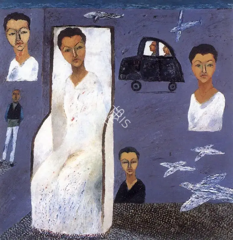Arpita Singh (Artist), Ayesha Kidwai Against White Against Grey, 1985, Painting