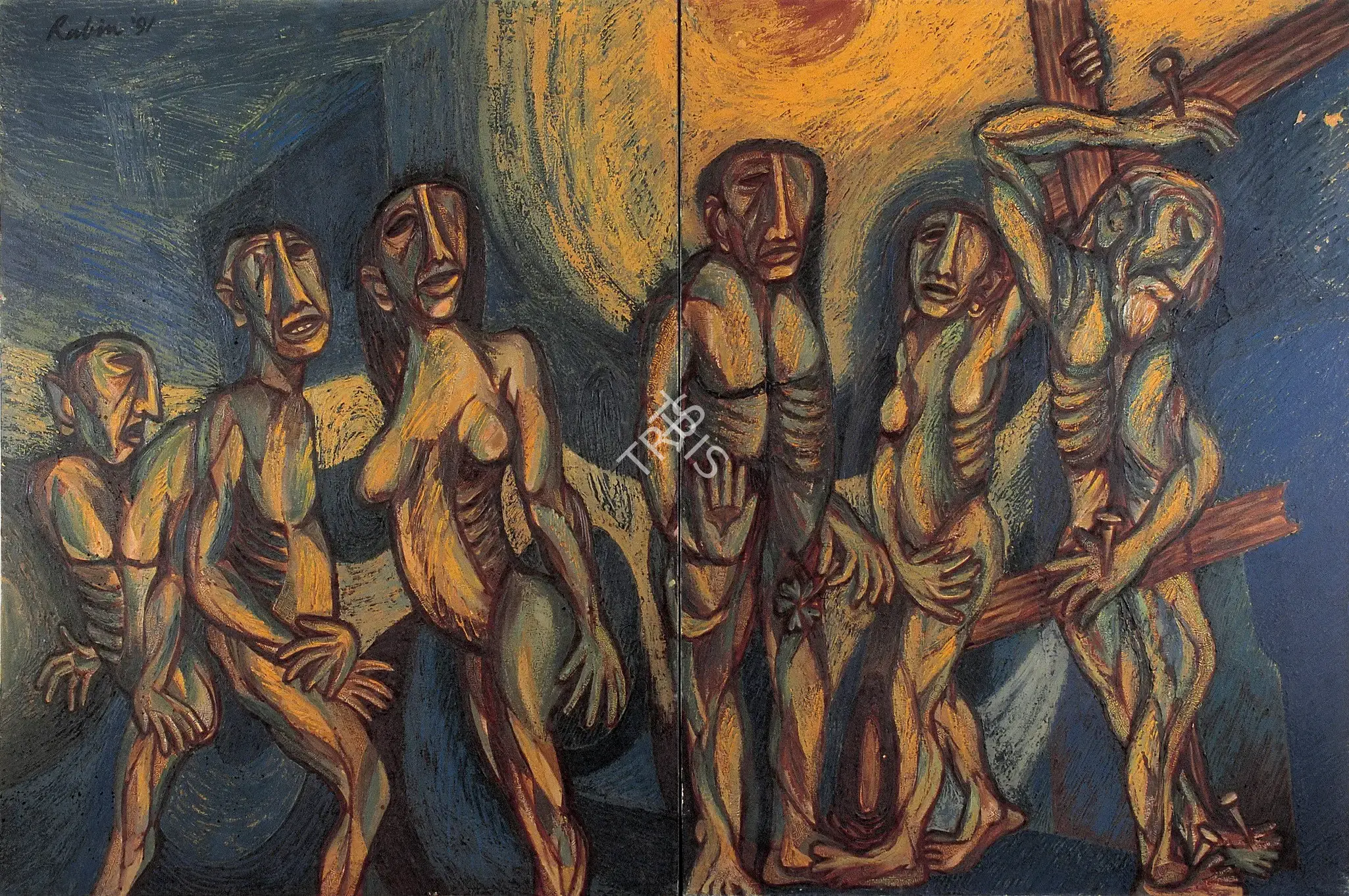 Mondal, Rabin (Artist). Crucifixion, 1991 | Painting, Os.Mum/05.12.02, 2002 · Osian's