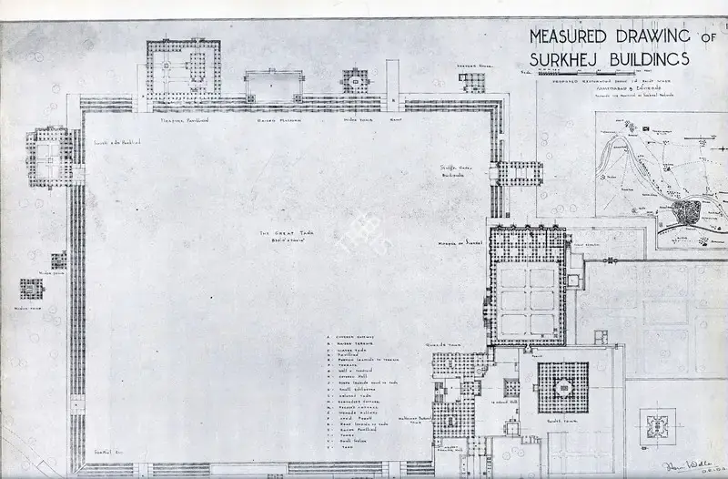 Unknown (Cartographer), Measured Drawing of Surkhej Buildings, Map