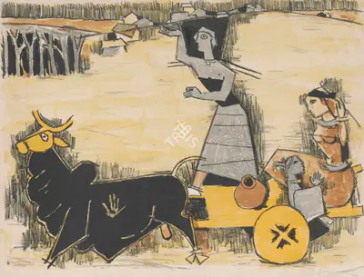 M.F. Husain (Artist), Untitled (Yatra), 1950, Graphic Art