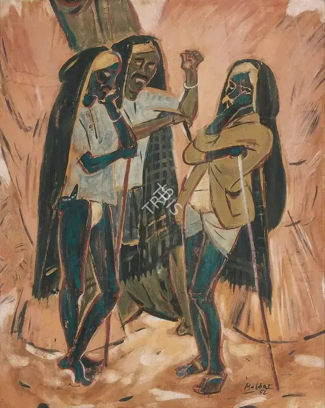 K.K. Hebbar (Artist), Untitled (Farmers), 1952, Painting