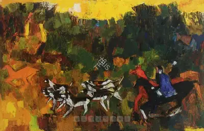 S.H. Raza (Artist), Sports, 1956, Painting